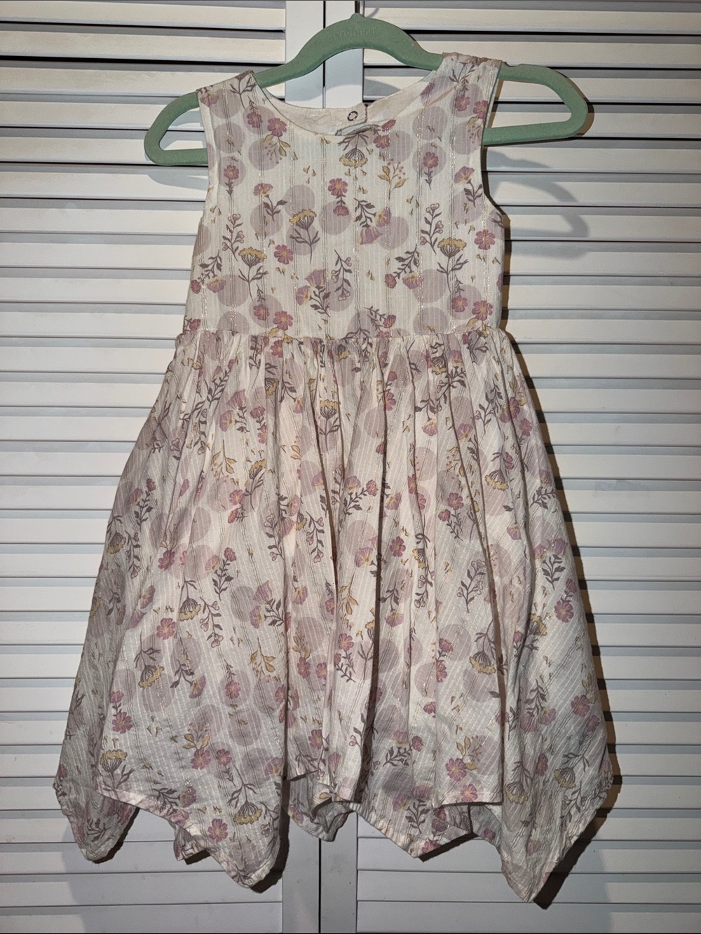 Girls Sleeveless Floral Party Dress - Pink & Cream